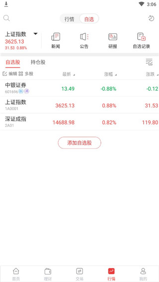 中银证券APP首页