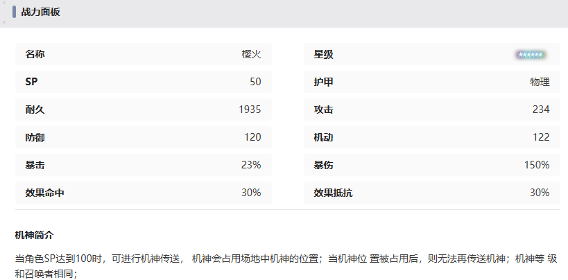 《交错战线》樱火机甲技能介绍