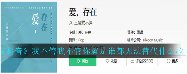 《抖音》我不管我不管你就是谁都无法替代什么歌