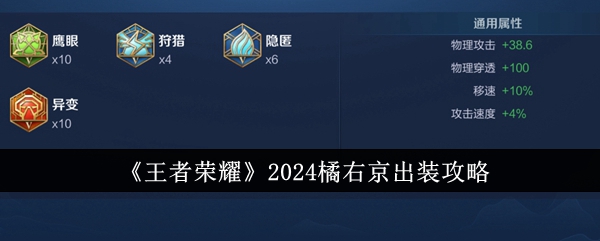 《王者荣耀》2024橘右京出装攻略