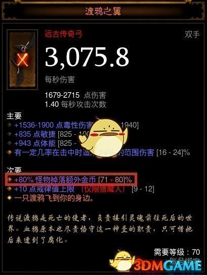 《暗黑破坏神3》金币装一览 速刷金币装备推荐